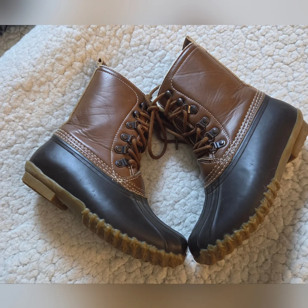Esprit Kids Duck Boots Size 1M Brown Faux Fur Lined Waterproof Winter Snow Boots